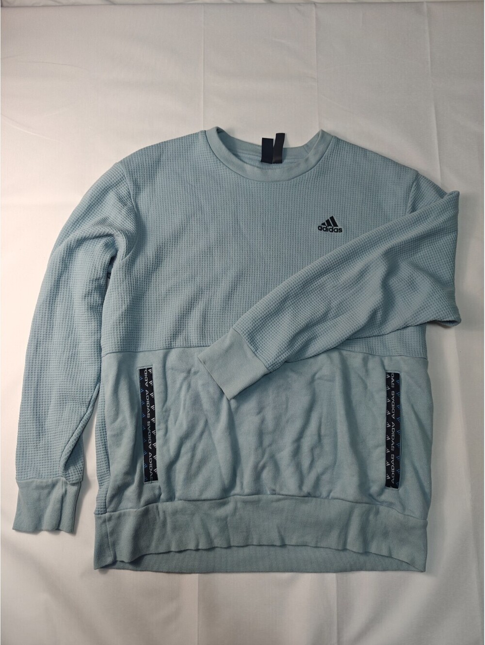 Adidas Light Blue Sweatshirt Quilted with Front Pocket